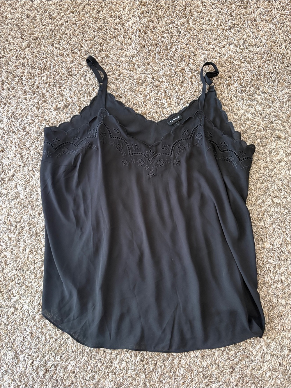 torrid Black Scalloped Eyelet-Trim Camisole